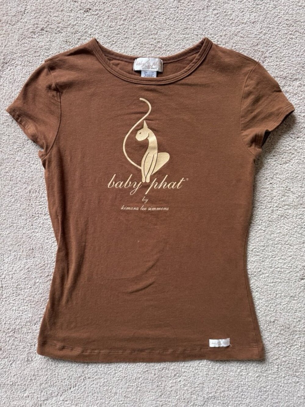 VTG Y2K Baby Phat Brown Graphic Logo T Shirt Size L Made In USA